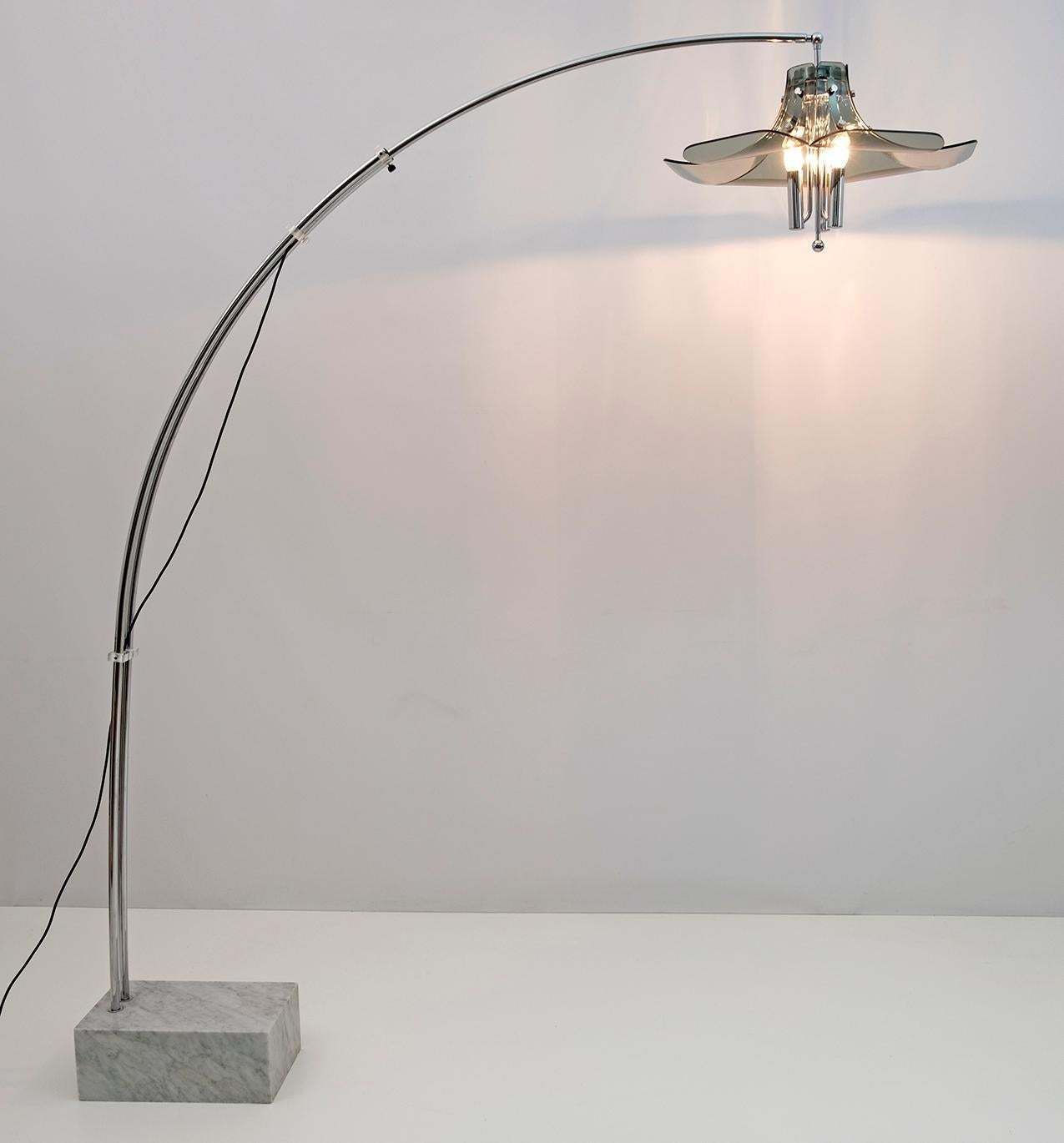 Fontana Arte Vintage Italian Arc Floor Lamp By Max Ingrand, 1970s photo Lighting