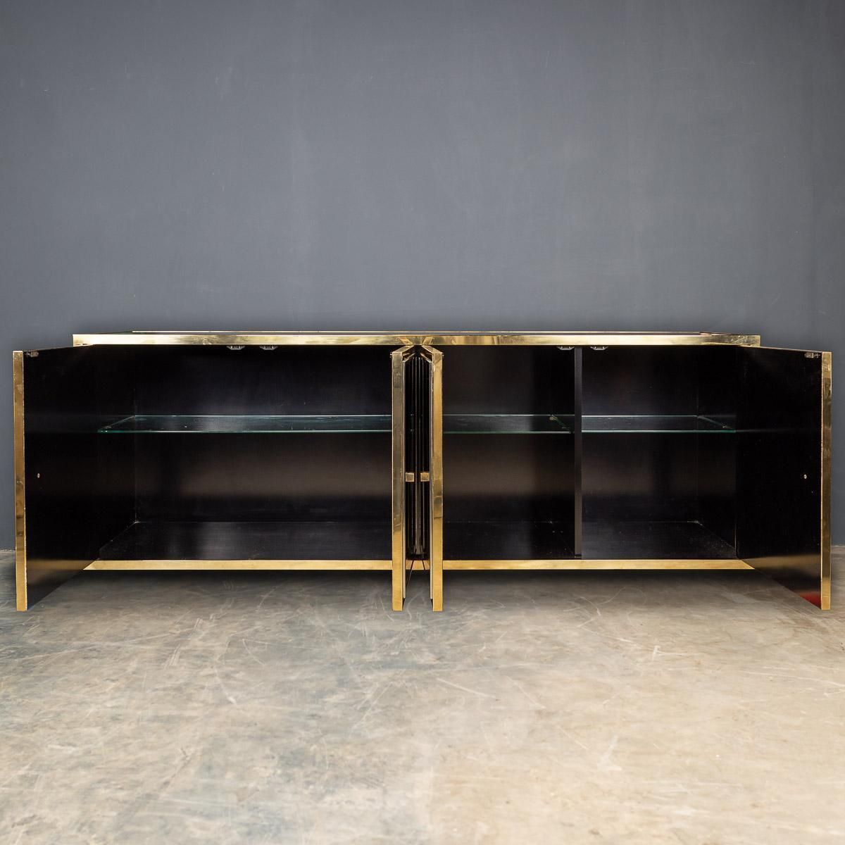 20th Century Brass & Mirrored Sideboard By Michel Pigneres, C.1970 photo for sale