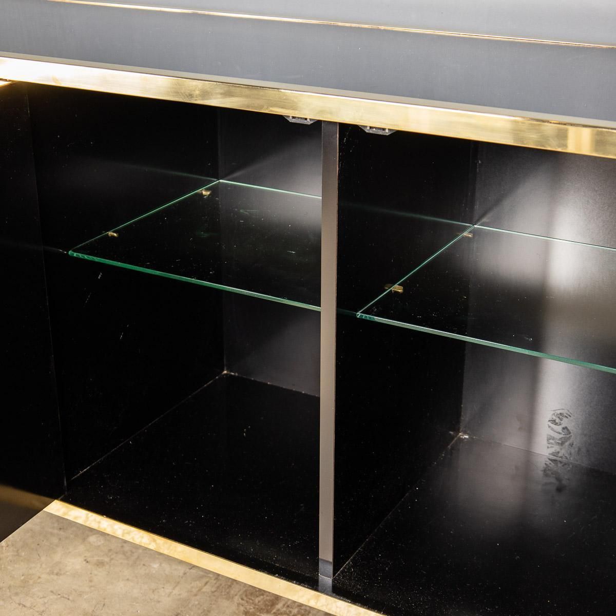photo buy 20th Century Brass & Mirrored Sideboard By Michel Pigneres, C.1970