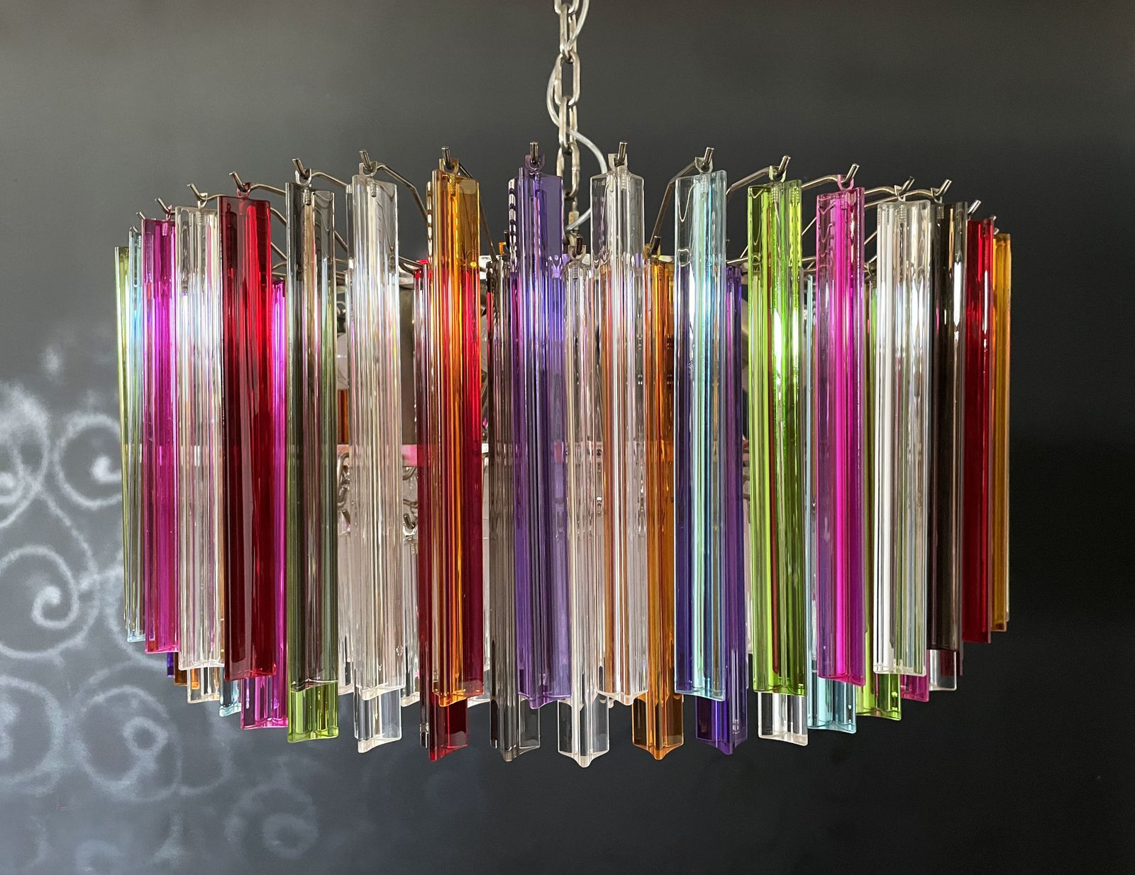 3500.0 Large Triedri Murano Glass Chandelier   265 Multicolored And Clear Prism photo