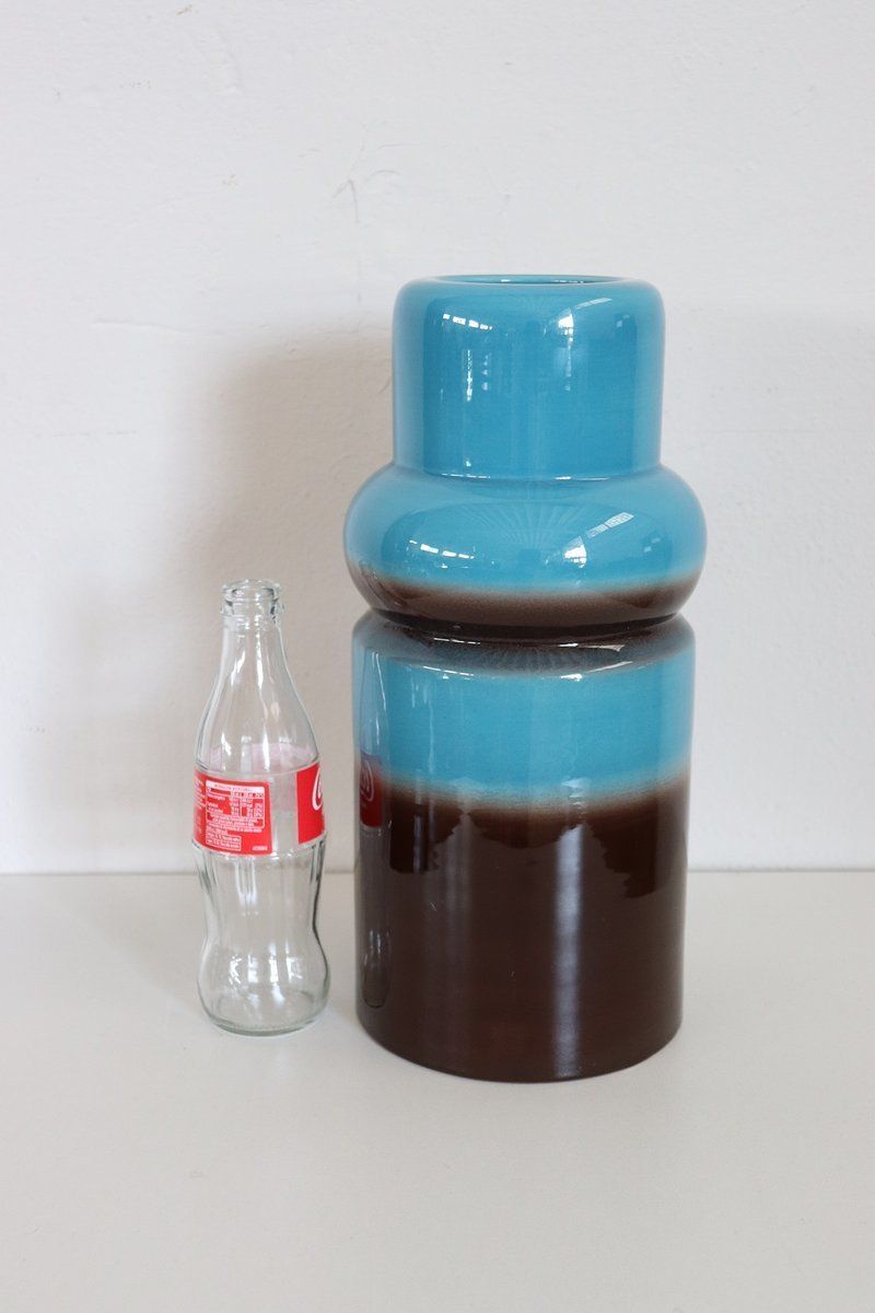 Artistic Vase In Blue And Brown Ceramic, 1970s photo furniture
