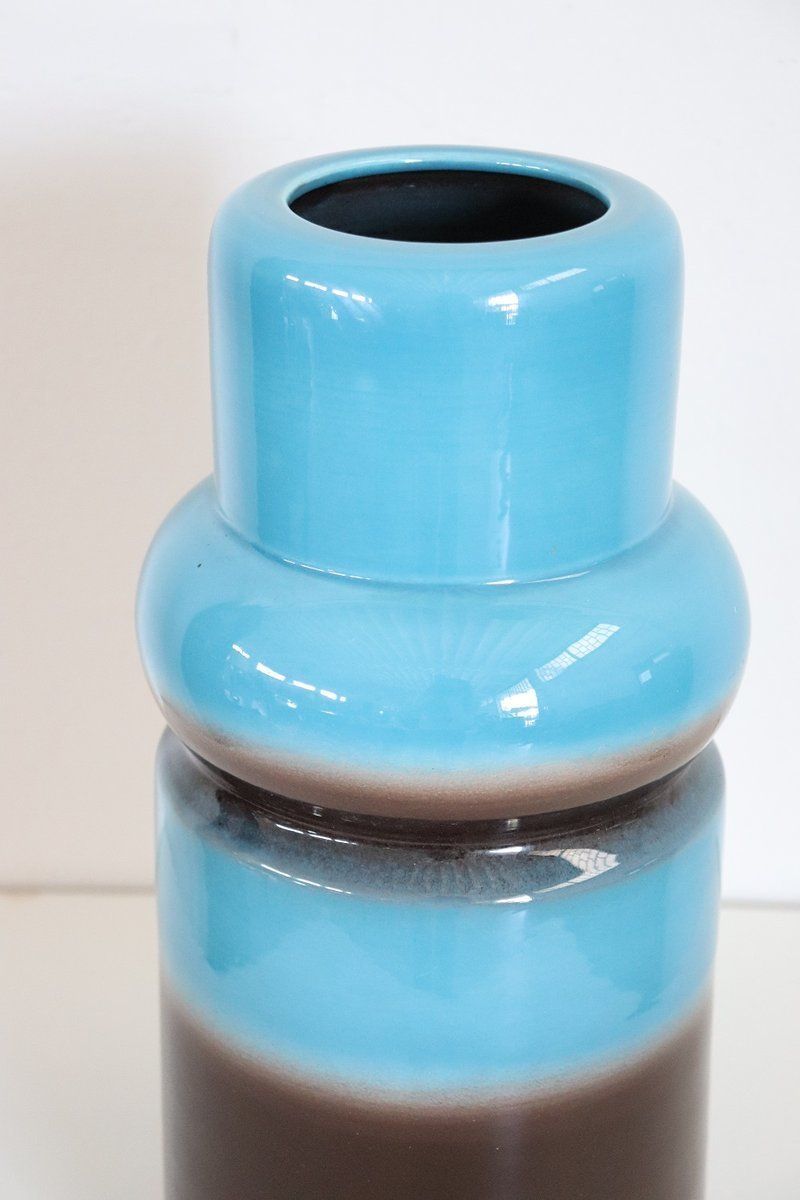 Artistic Vase In Blue And Brown Ceramic, 1970s photo vinterior