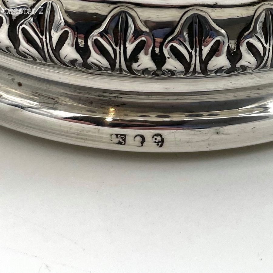Early 19th Century Antique George III Sterling Silver Pair Wine Coasters Sheffield 1819 S C Younge & Co photo vintage