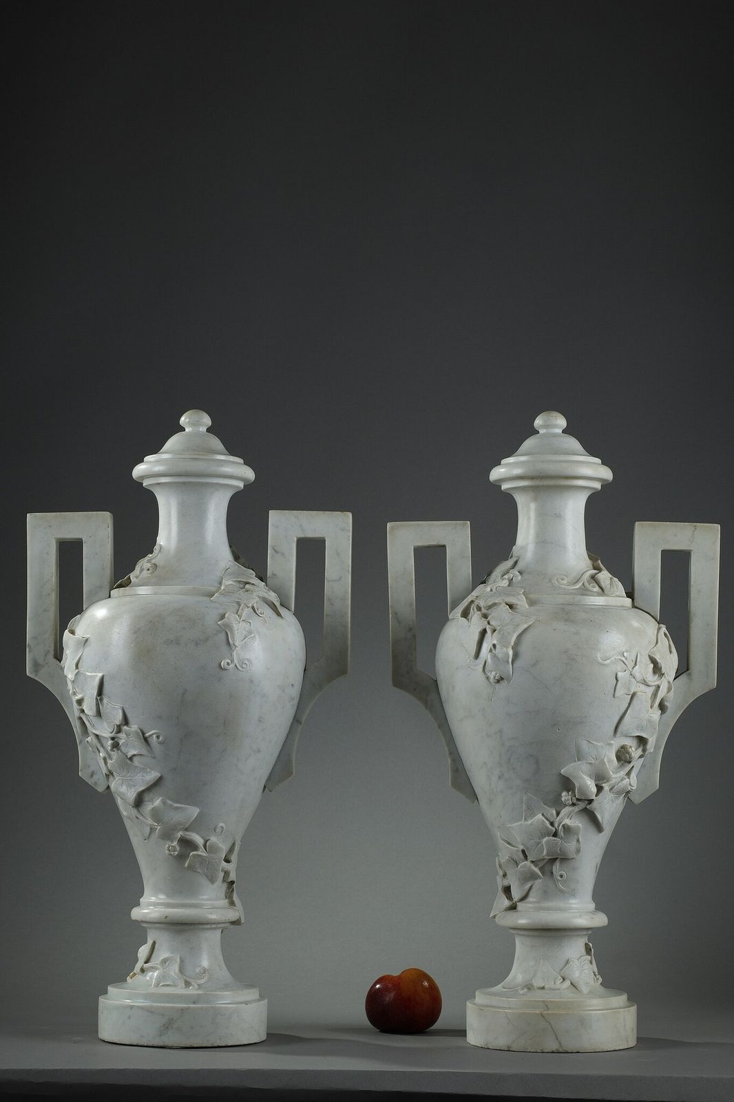 Pair Of White Marble Vases, 19th Century photo Home Decor