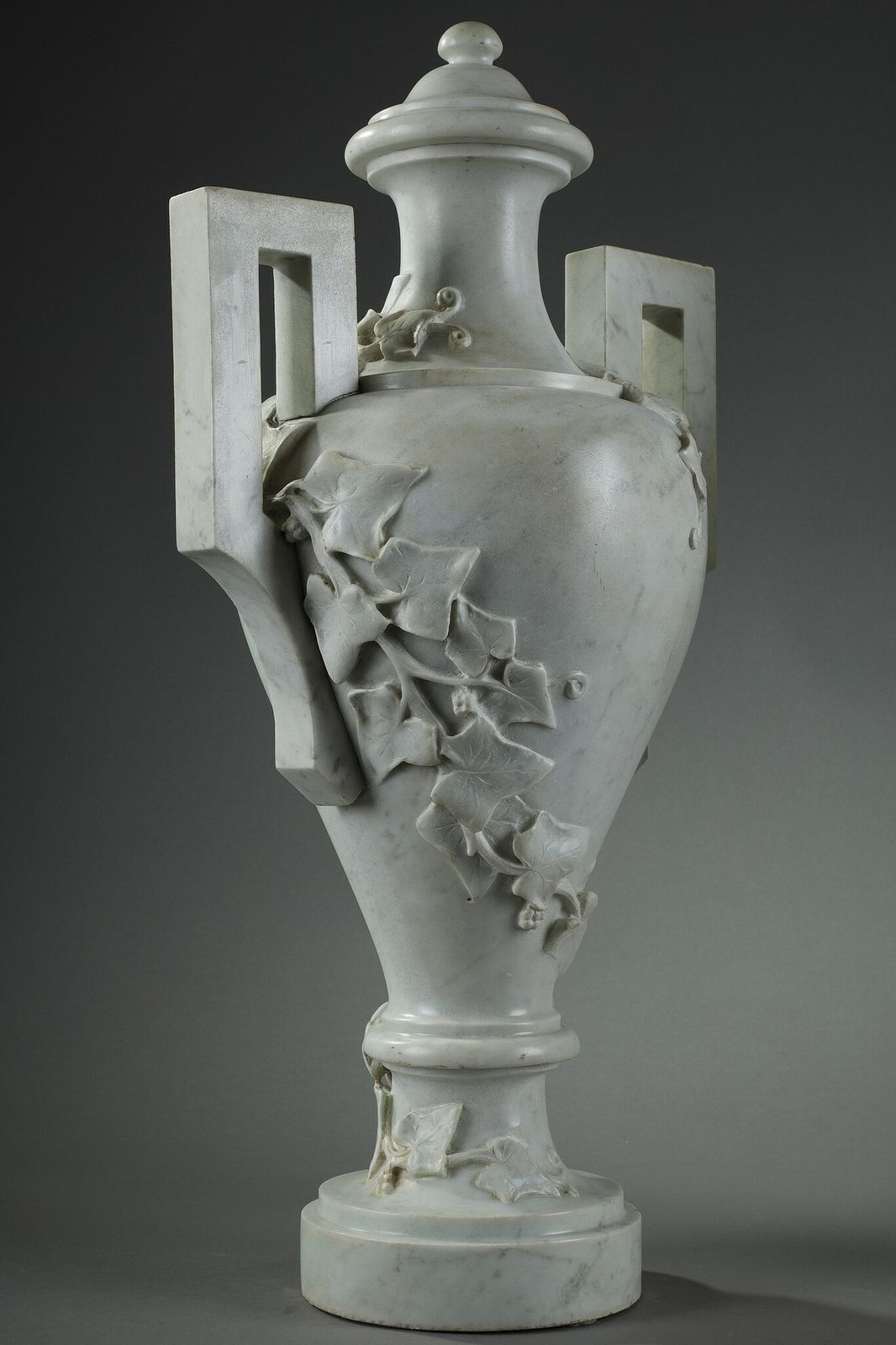 Home Decor Pair Of White Marble Vases, 19th Century photo