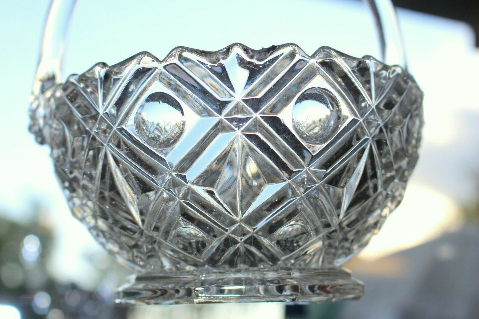 Italian Vintage Basket Cut Crystal Glass Date 19th Century 500 G photo buy