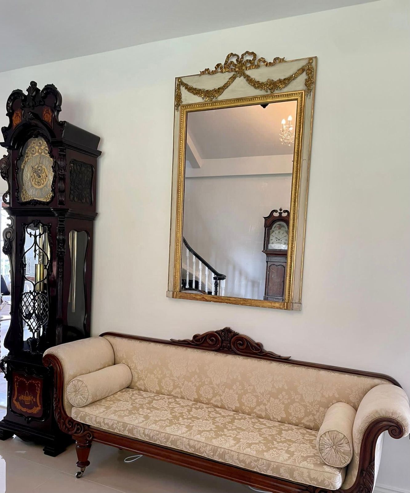 Large Antique Victorian Quality Giltwood And White Painted Overmantle Mirror photo for sale