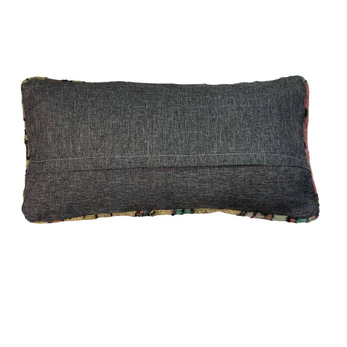photo for sale 12'' X 24'' Vintage Hand Made Rug Cushion Cover, 30 X 60 Cm Decorative Rug Pillow Cover, Large Vintage Turkish Rug Cushion Cover