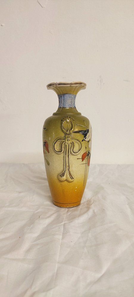 Art Deco Painted Ceramic Vase Spain 1930s photo 489.0