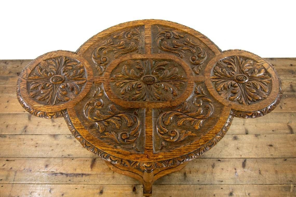 Unusual Antique Carved Oak Side Table  Antique Side Table  Antique Carved Tables  Console Table photo 395.0