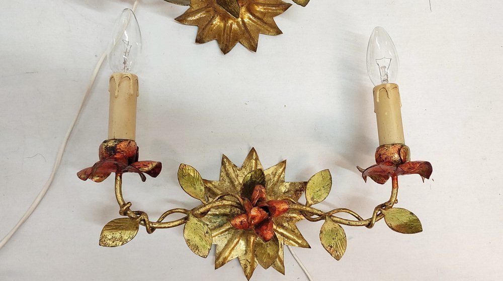 Golden Wrought Iron Spain 1940s Set Of 2 photo Lighting