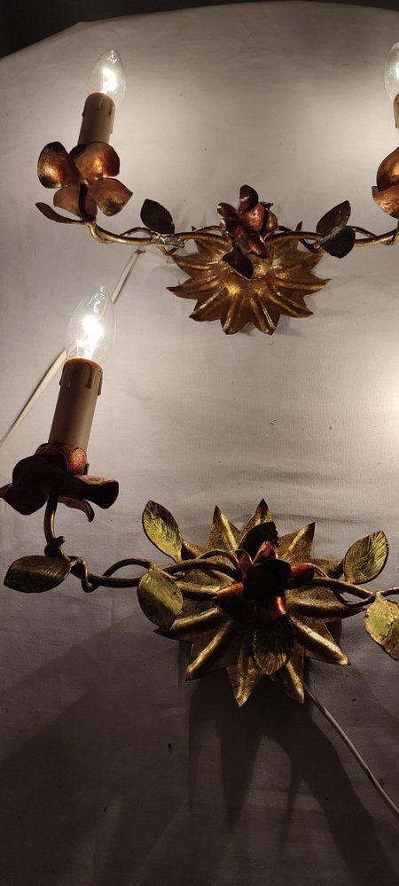 photo vinterior Golden Wrought Iron Spain 1940s Set Of 2