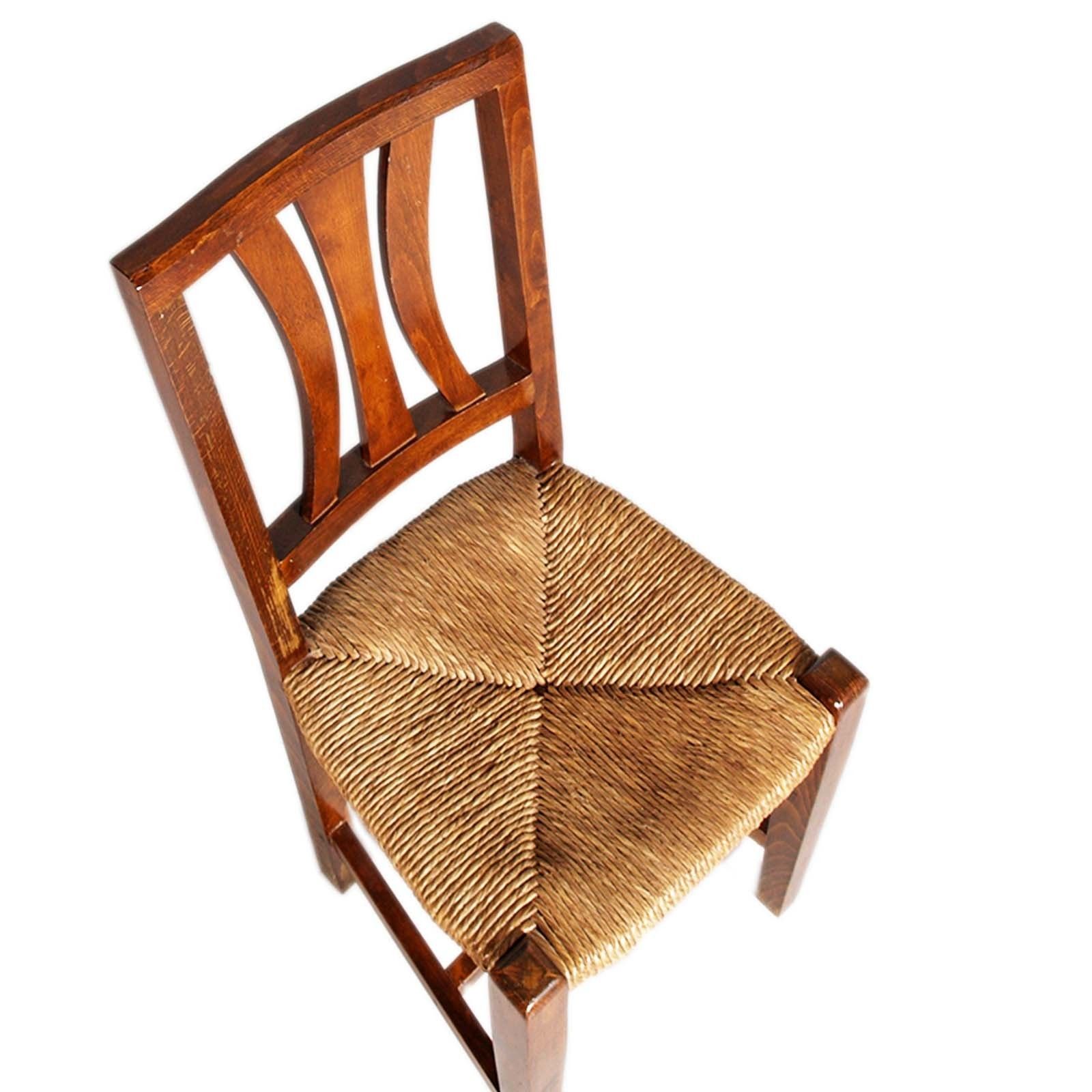 Antique Asolana Chair From The Early 1900s, Walnut With Straw Seat, Wax Polished photo 1736.0