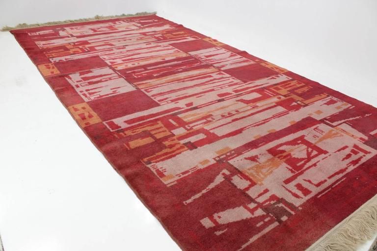 Czechoslovakian Geometric Rug Carpet, 1950s photo furniture