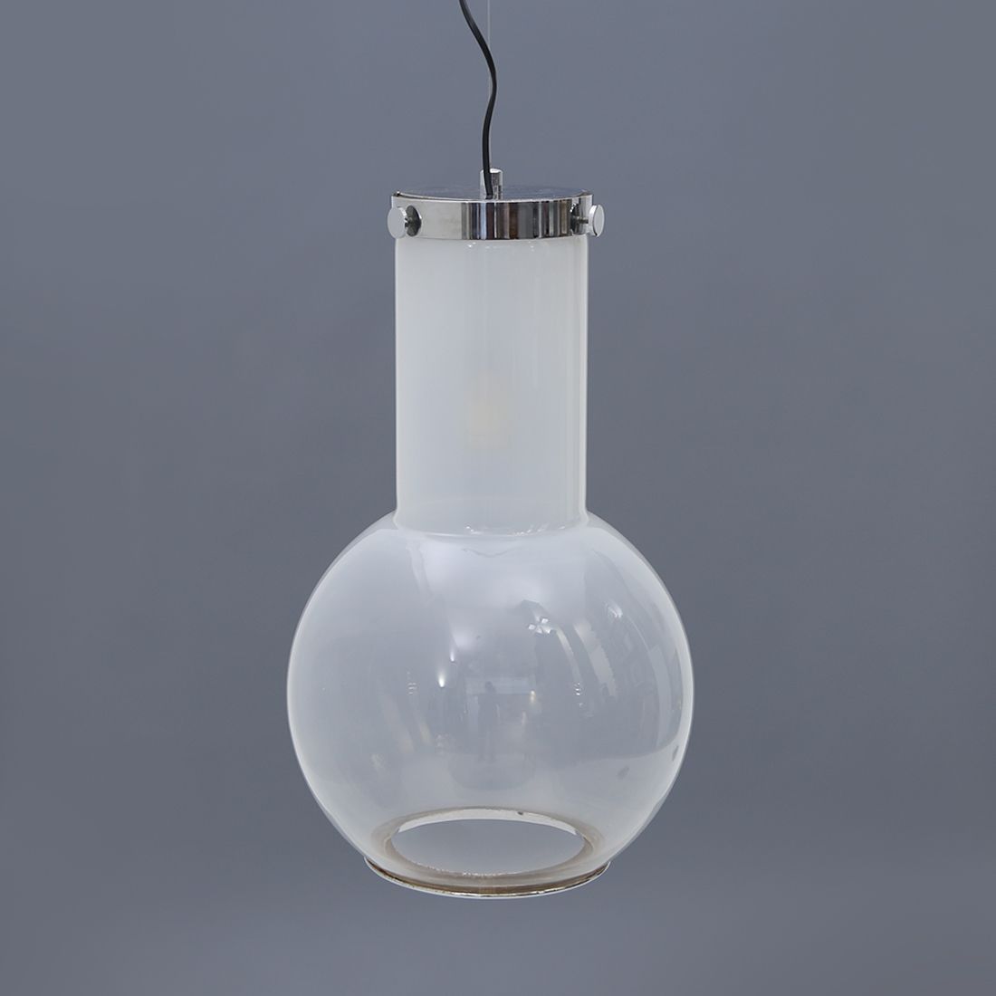 Glass And Chromed Metal Chandelier, 1970s photo vinterior