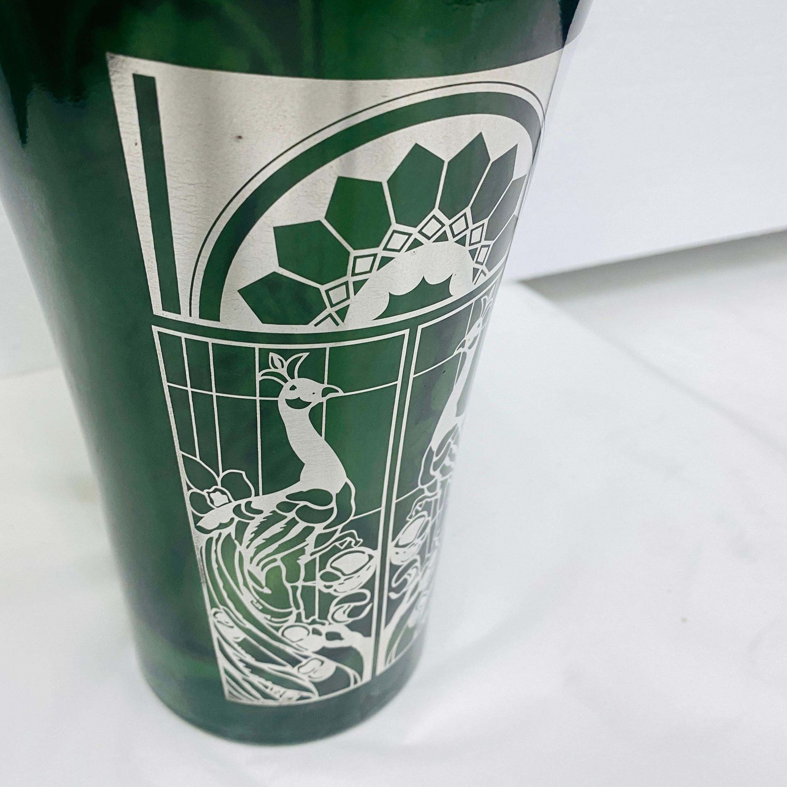 1900 Art Nouveau Green Glass And Silver Italian Vase photo buy
