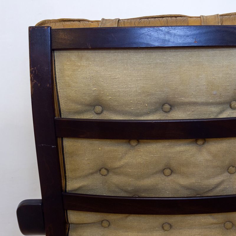 Vintage Teak And Leather Danish Cantilever Armchair, 1970s photo buy