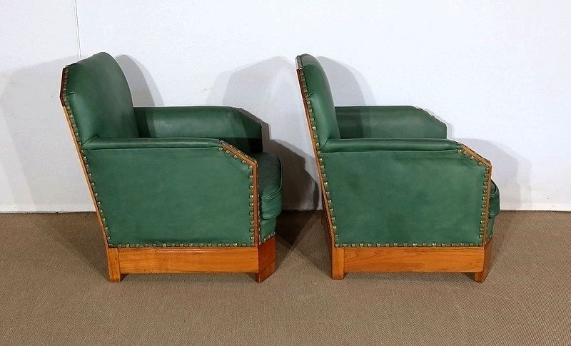 Pair Of Art Deco Armchairs In Solid Cherry, 1st Part Of The 20th Century photo furniture