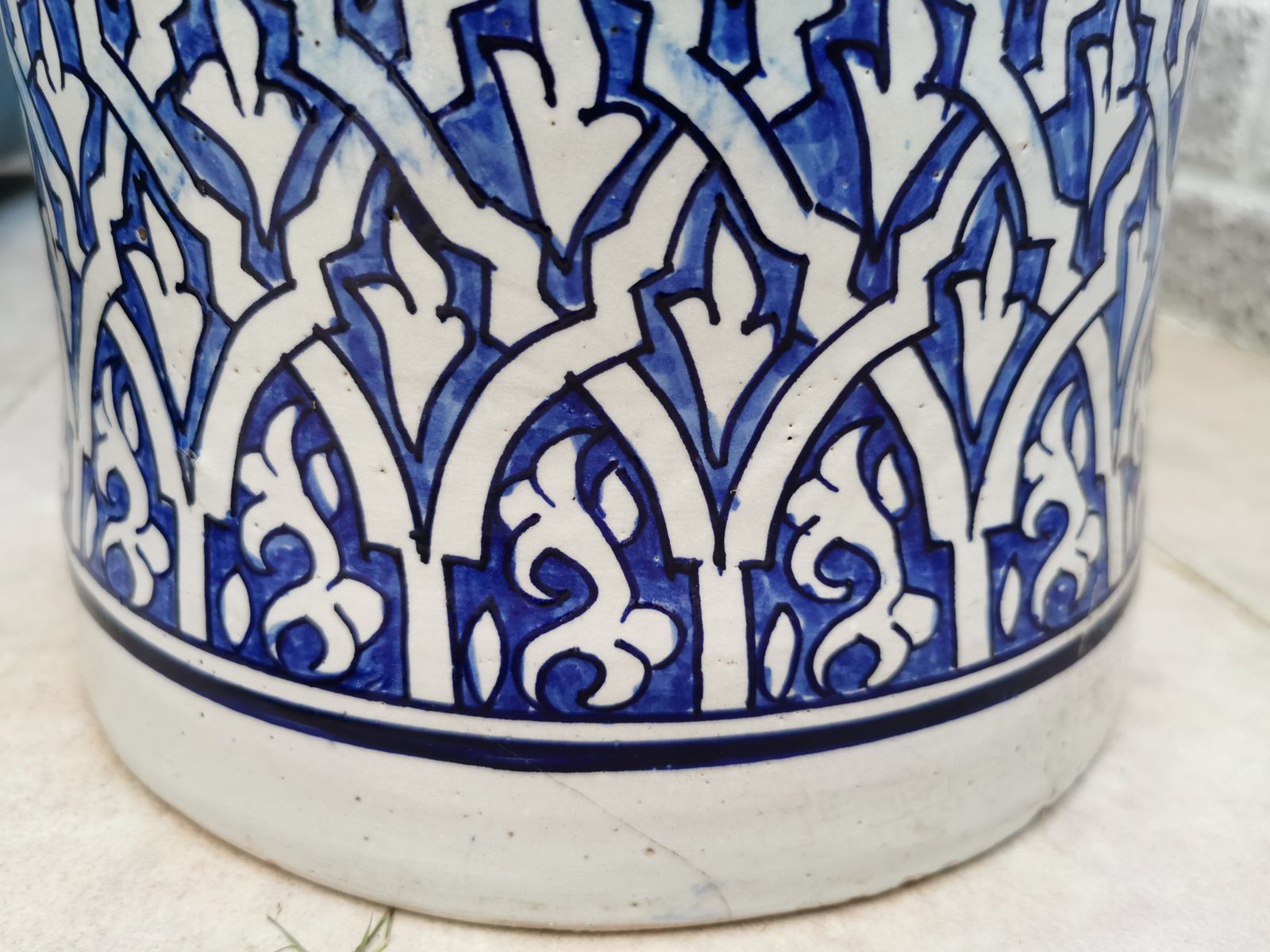 Antique Handmade Moroccan Vase. Large Pottery Blue Of Fez. Free Shipping To Uk. photo furniture