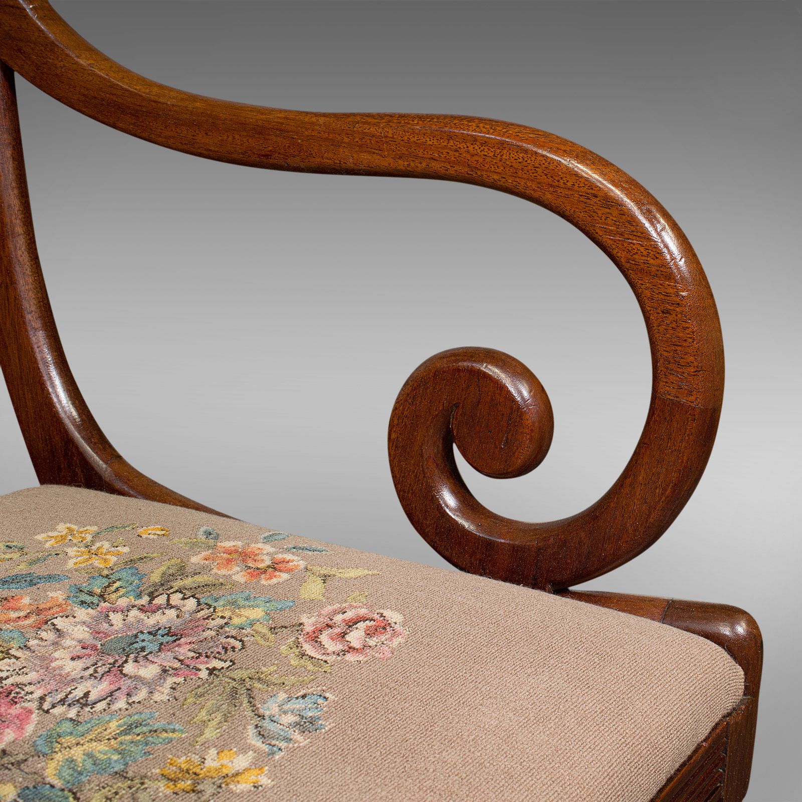 photo furniture Antique Elbow Chair, English, Armchair, Needlepoint, Drop In Seat
