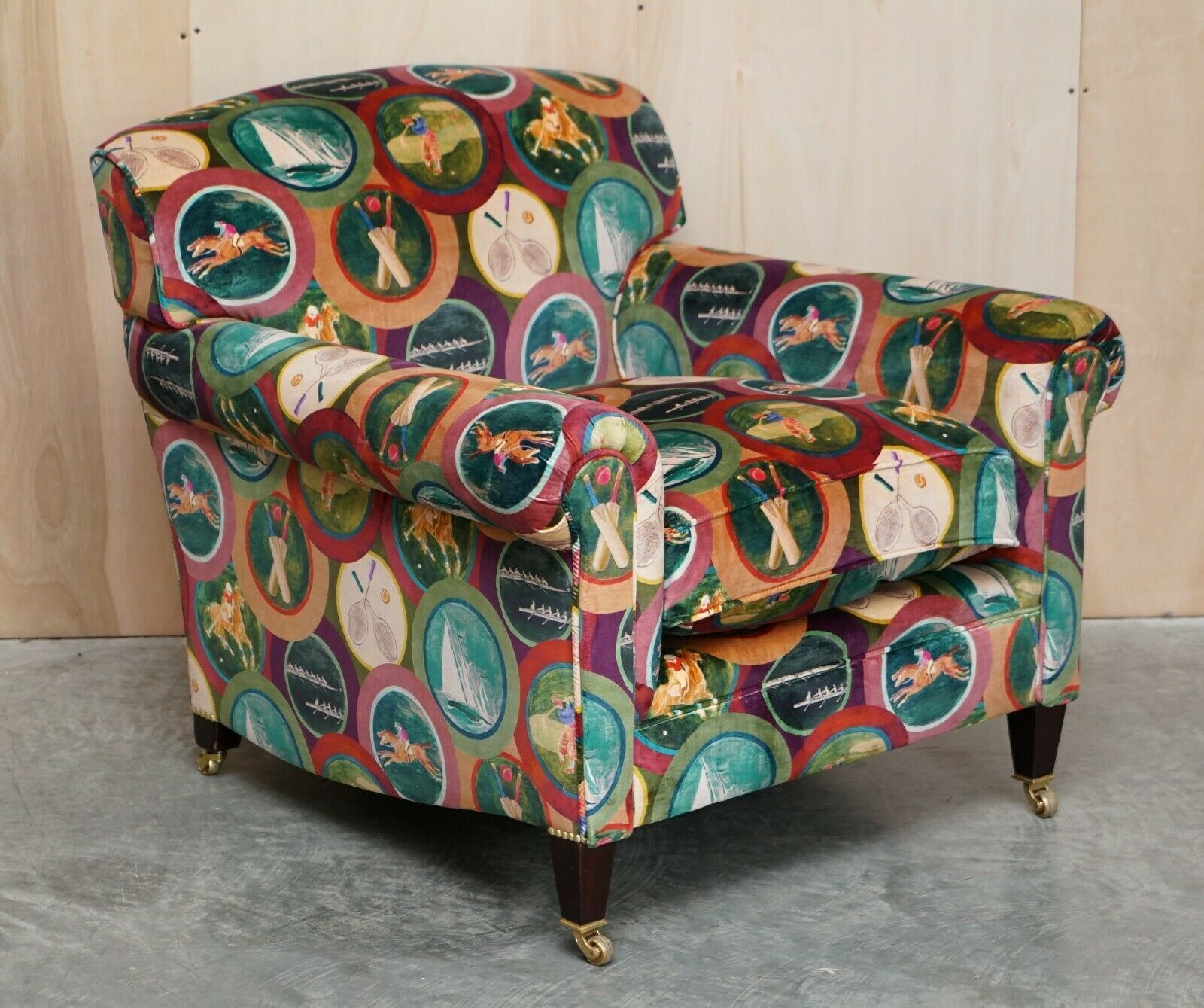 Pair Of New Mulberry Silk Velvet Sporting Life George Smith Scroll Arm Armchairs photo furniture