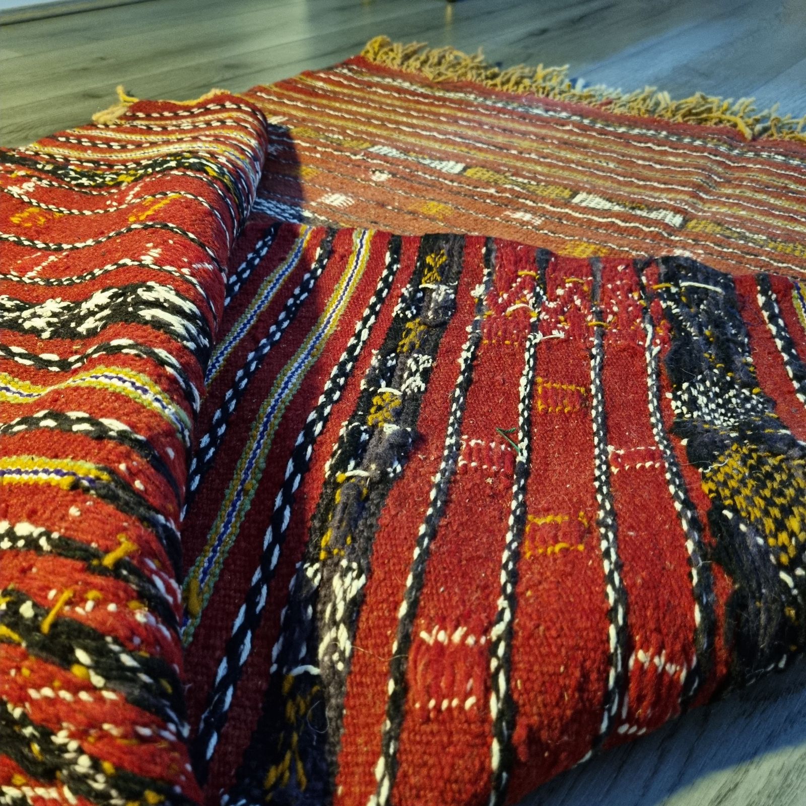 1980s Antique Handmade Moroccan Zemmour Rug   Red photo furniture