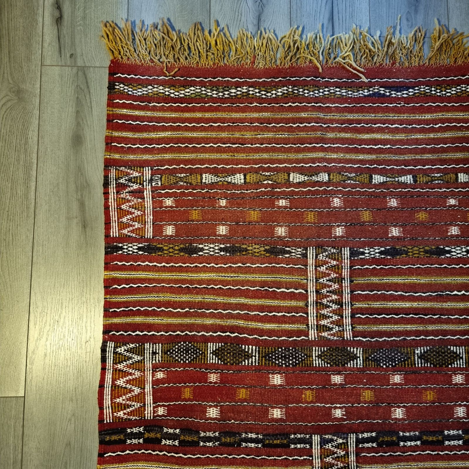 1980s Antique Handmade Moroccan Zemmour Rug   Red photo Textiles