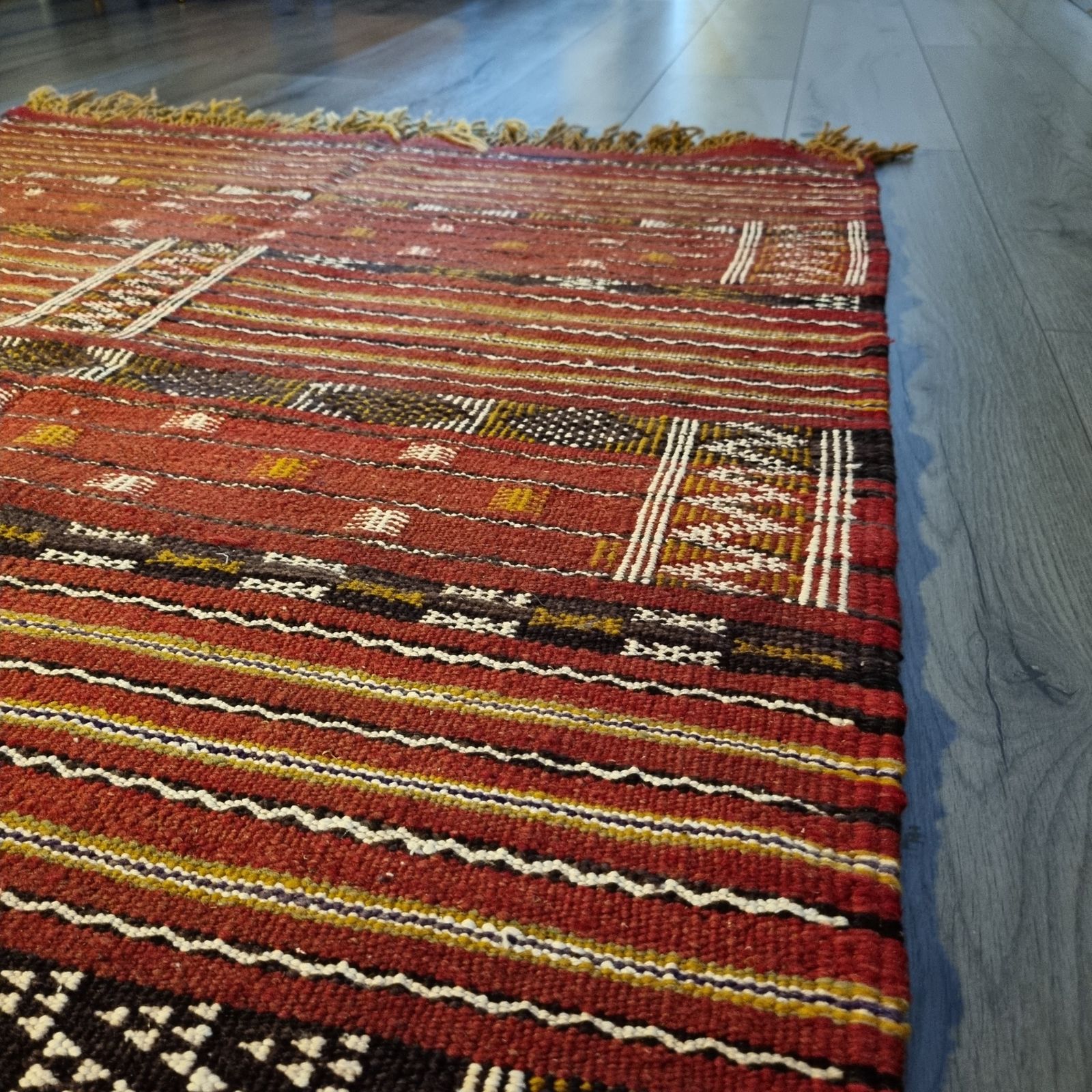 1980s Antique Handmade Moroccan Zemmour Rug   Red photo 576.0
