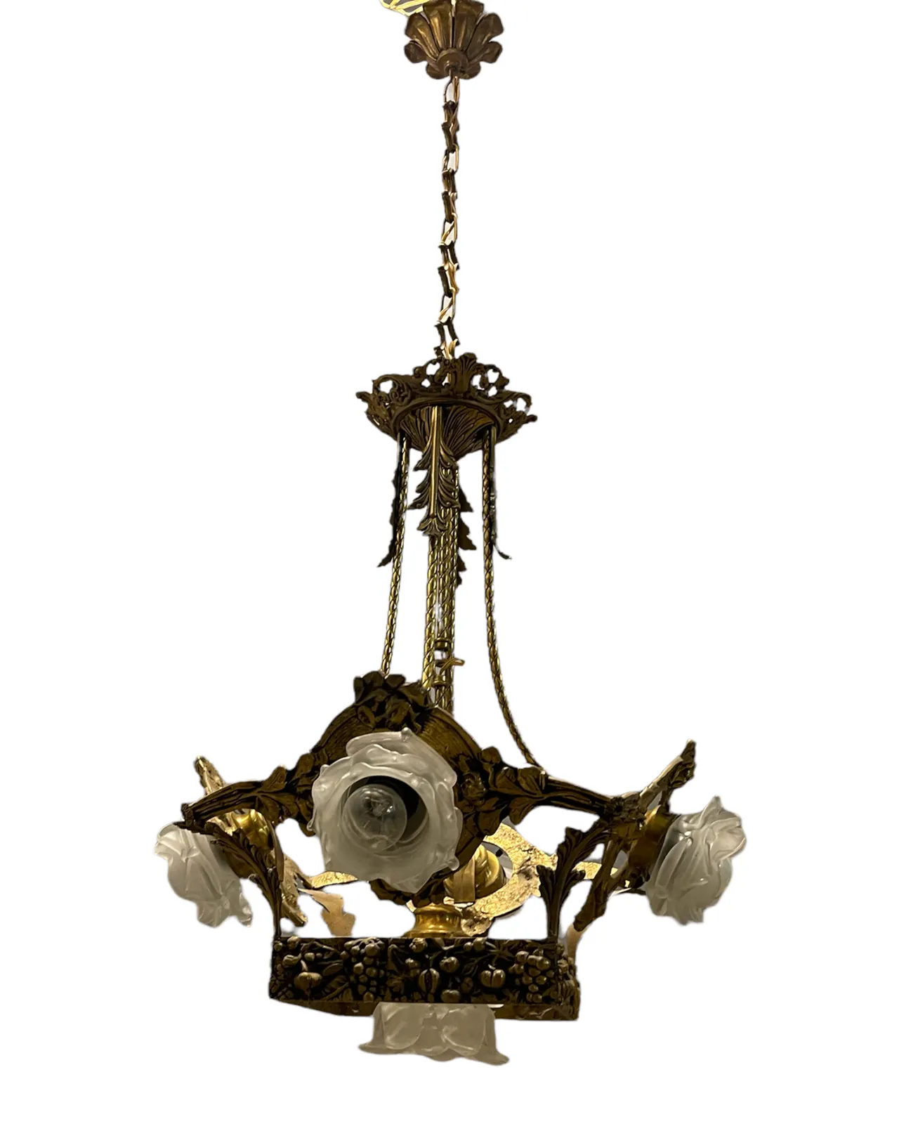 Italian Liberty Murano Glass Flower Chandelier