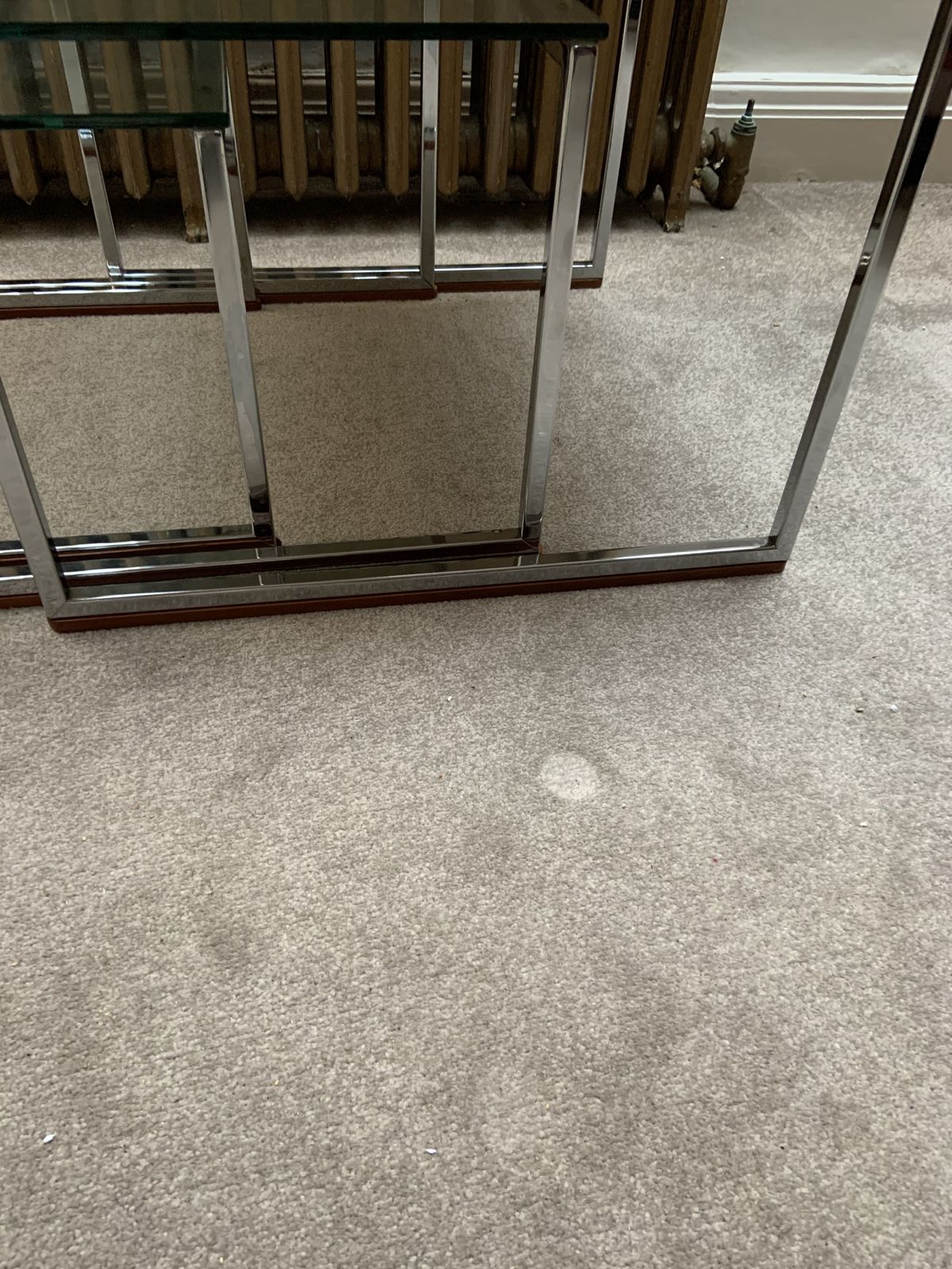 Mid Century Teak Chrome & Glass Nest Of Tables photo for sale