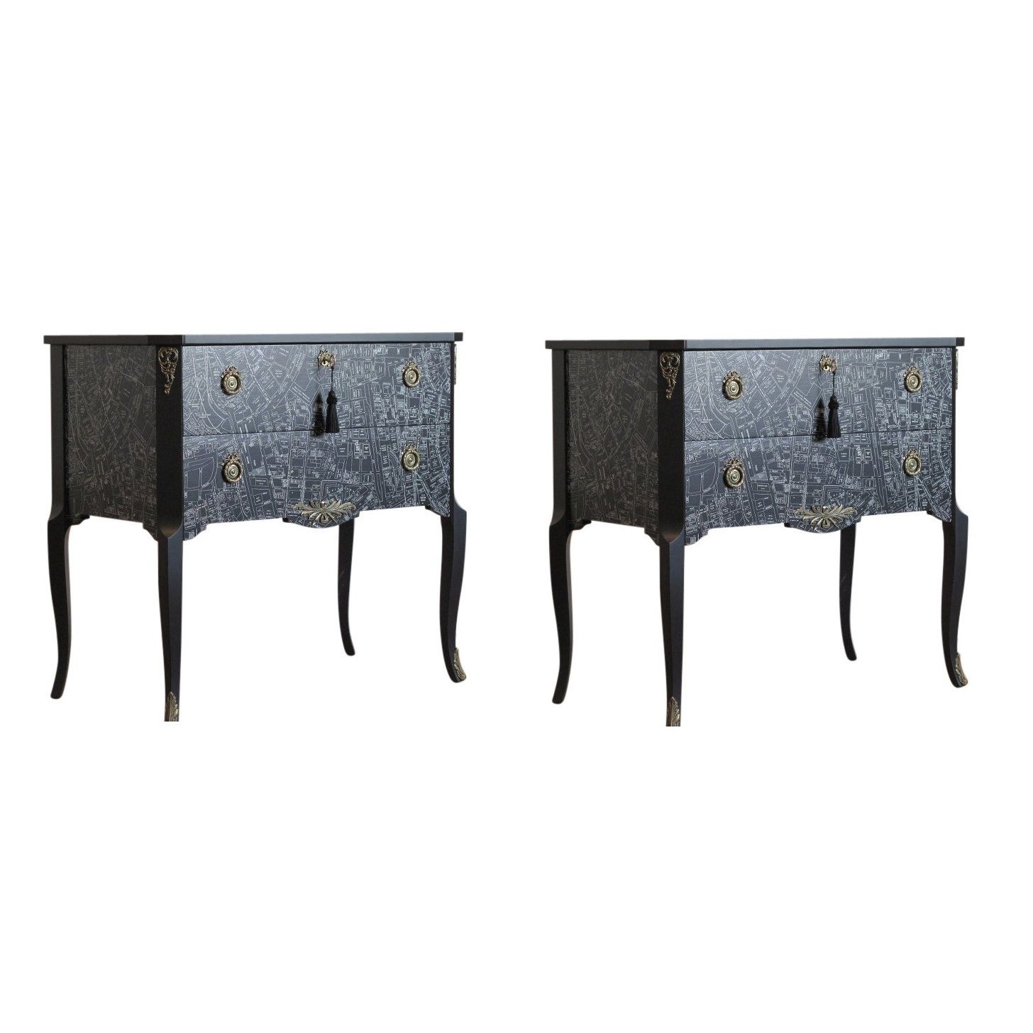 Gustavian Style Commode With New York Tribeca Street Map In Vintage Look photo furniture