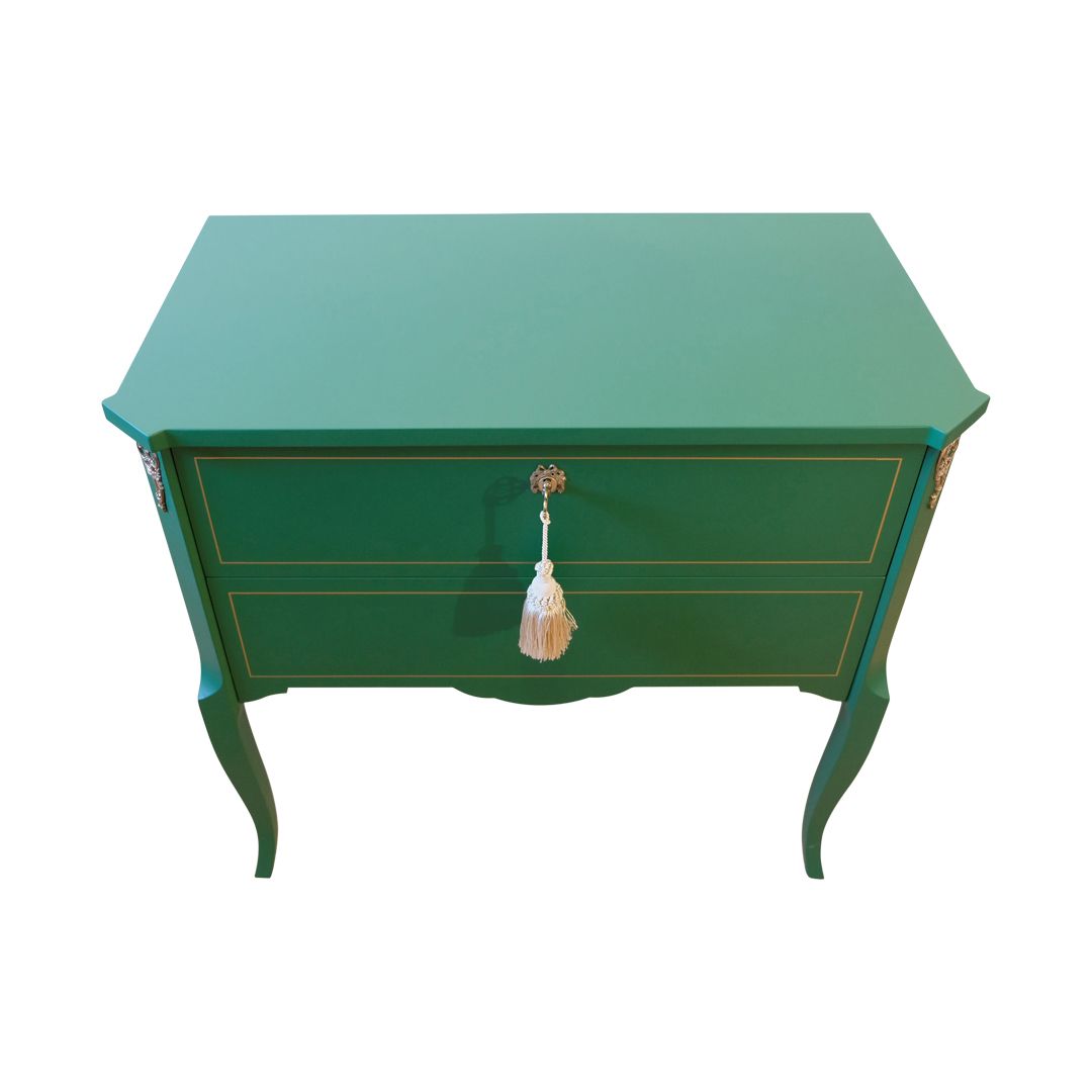 Gustavian Style Commode In Green With Detailing photo for sale