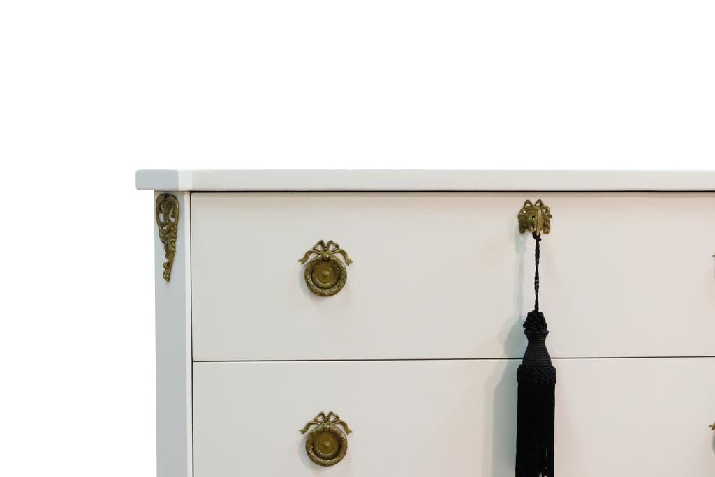 Gustavian Style Commode In Antique White With Brass Details photo buy
