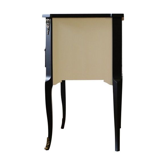 Gustavian Style Commode In Coco Chanel White With Black Details & Brass Details photo vinterior