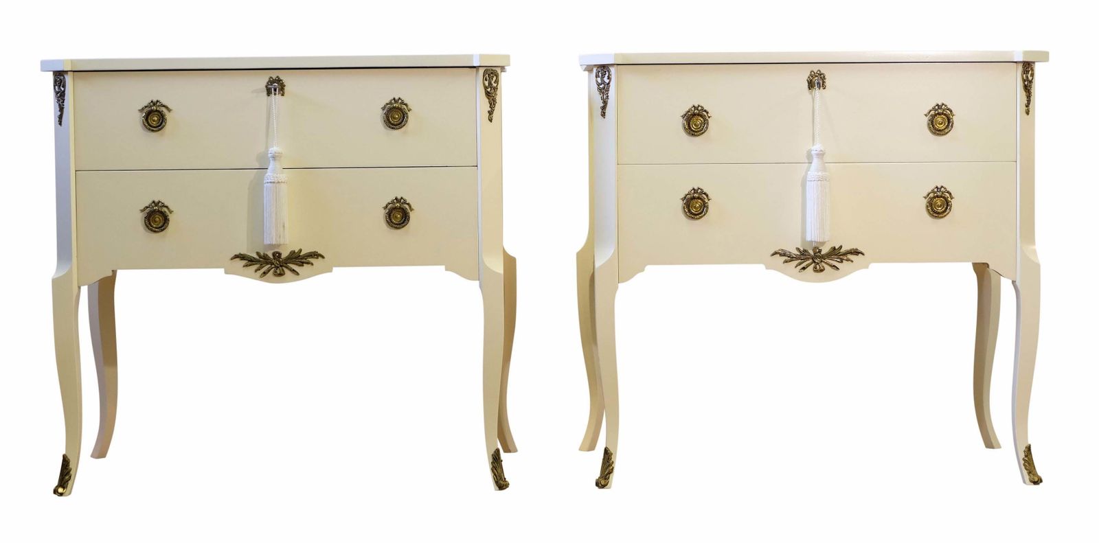 Gustavian Style Commode In Calming Cream With Brass Details