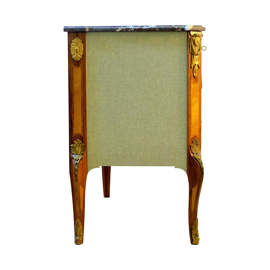 Gustavian Haupt Chest With Three Drawers With A Linen Fabric Design photo for sale