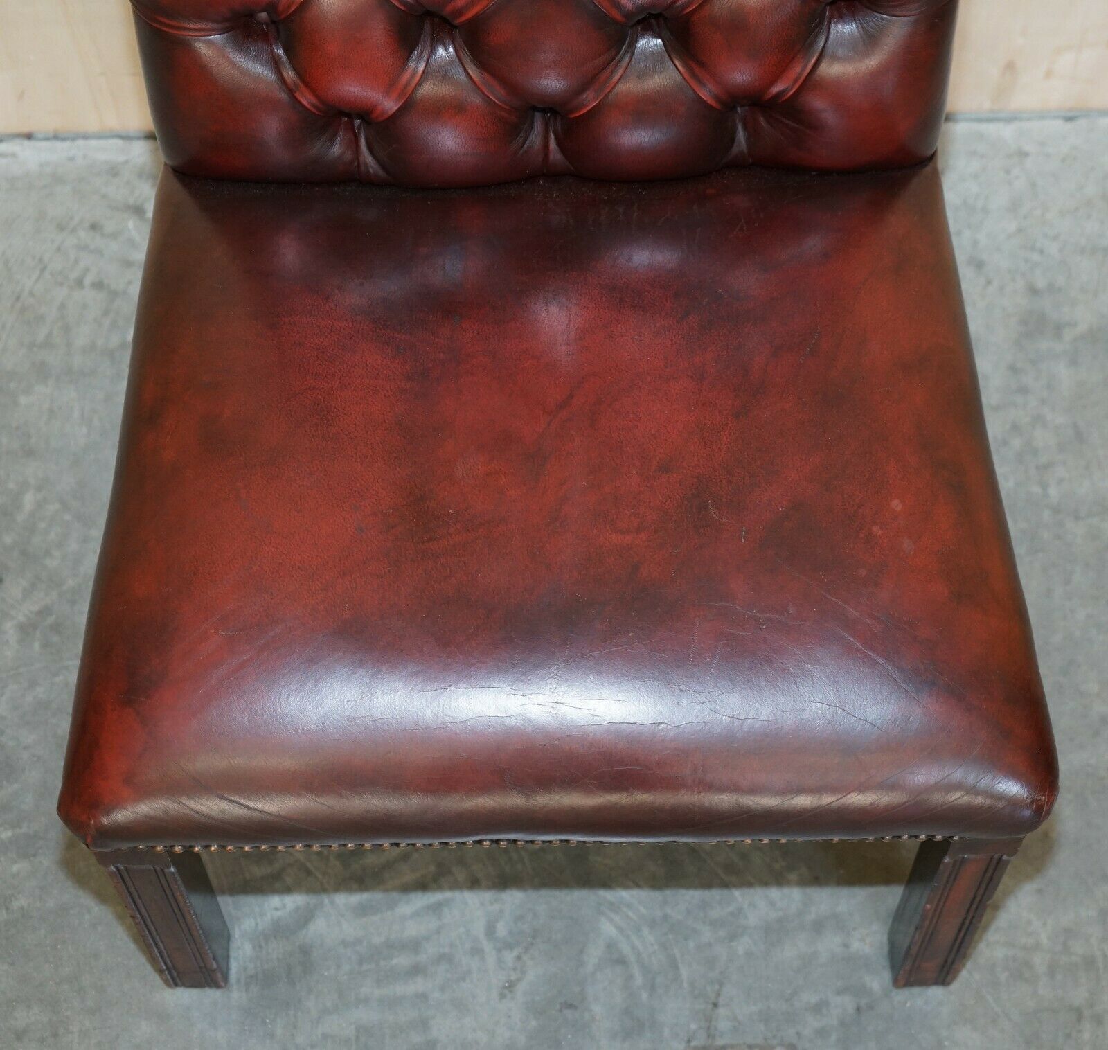 Furniture Nice Pair Of Oxblood Leather Vintage Chesterfield Gainsborough Side Chairs photo