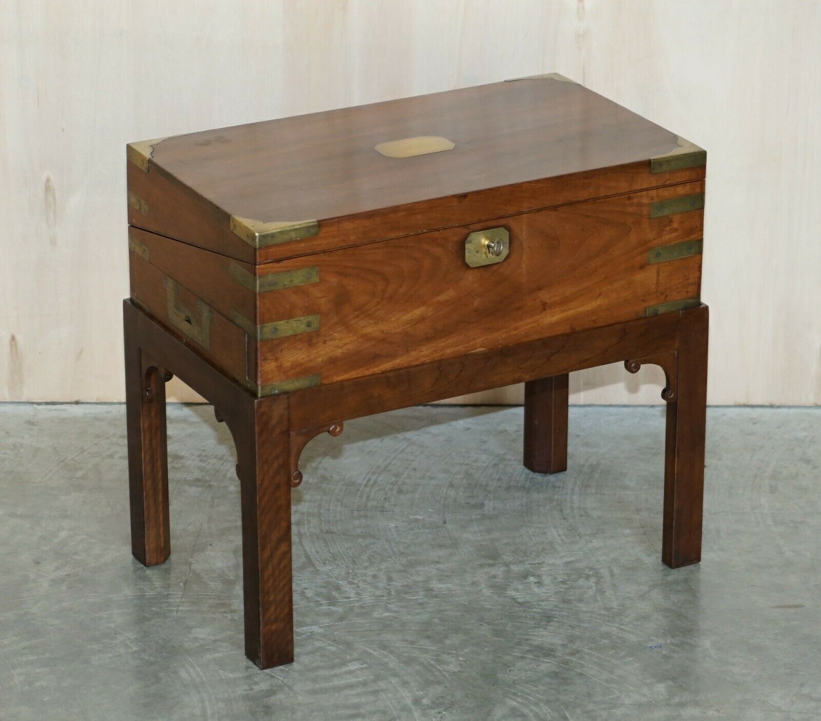 Exquisite Antique Mahogany Military Campaign Writing Slope Desk & Later Stand photo furniture