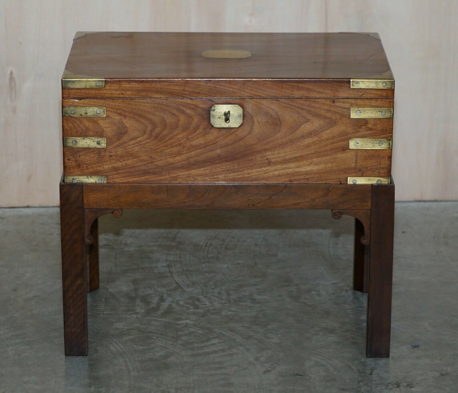 Exquisite Antique Mahogany Military Campaign Writing Slope Desk & Later Stand photo for sale