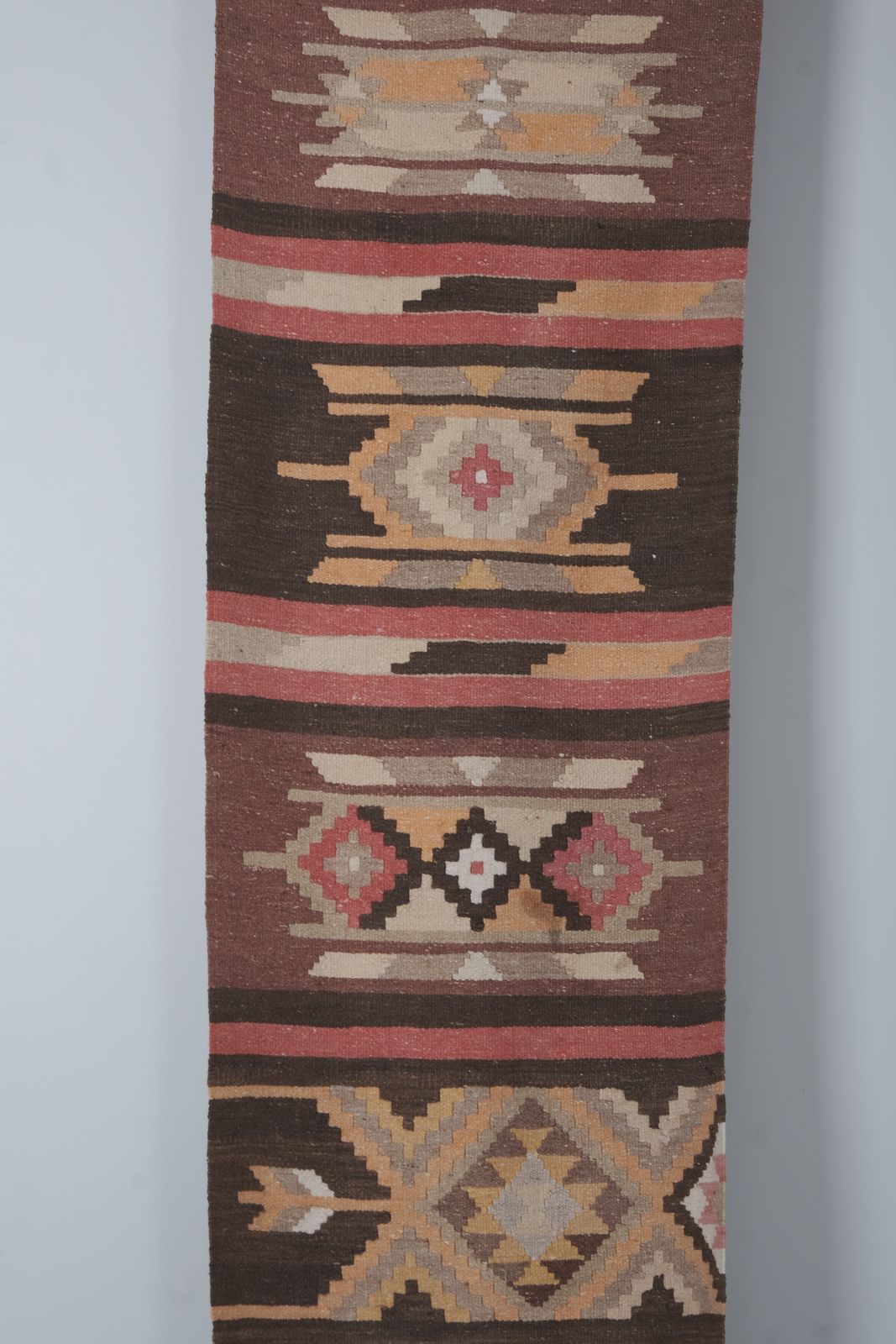 photo furniture Turkish Puprle Brown Kilim Extra Long Hallway Runner With Boho Chic Style 78 X 728 Cm