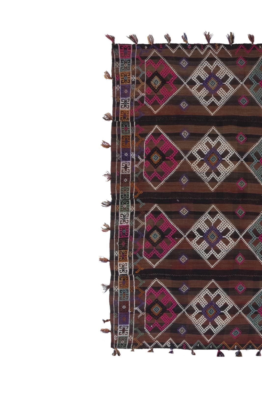 photo furniture Turkish Tribal Nomadic Flat Weave Pink Tone Kilim Rug  162 X 323