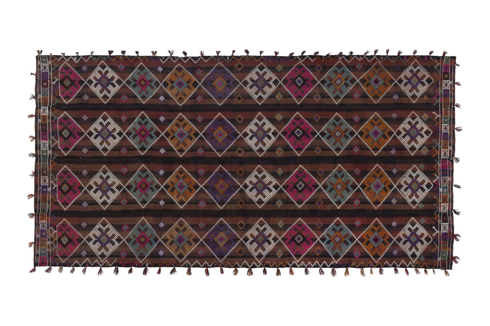 700.0 Turkish Tribal Nomadic Flat Weave Pink Tone Kilim Rug  162 X 323 photo