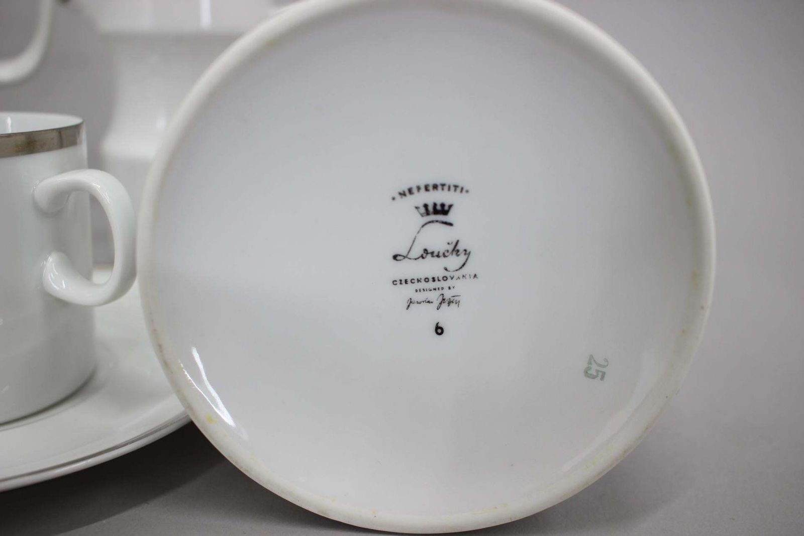 photo for sale 1964 Jaroslav Jezek Exlusive Porcelain Tea Set Nefertiti Czechoslovakia