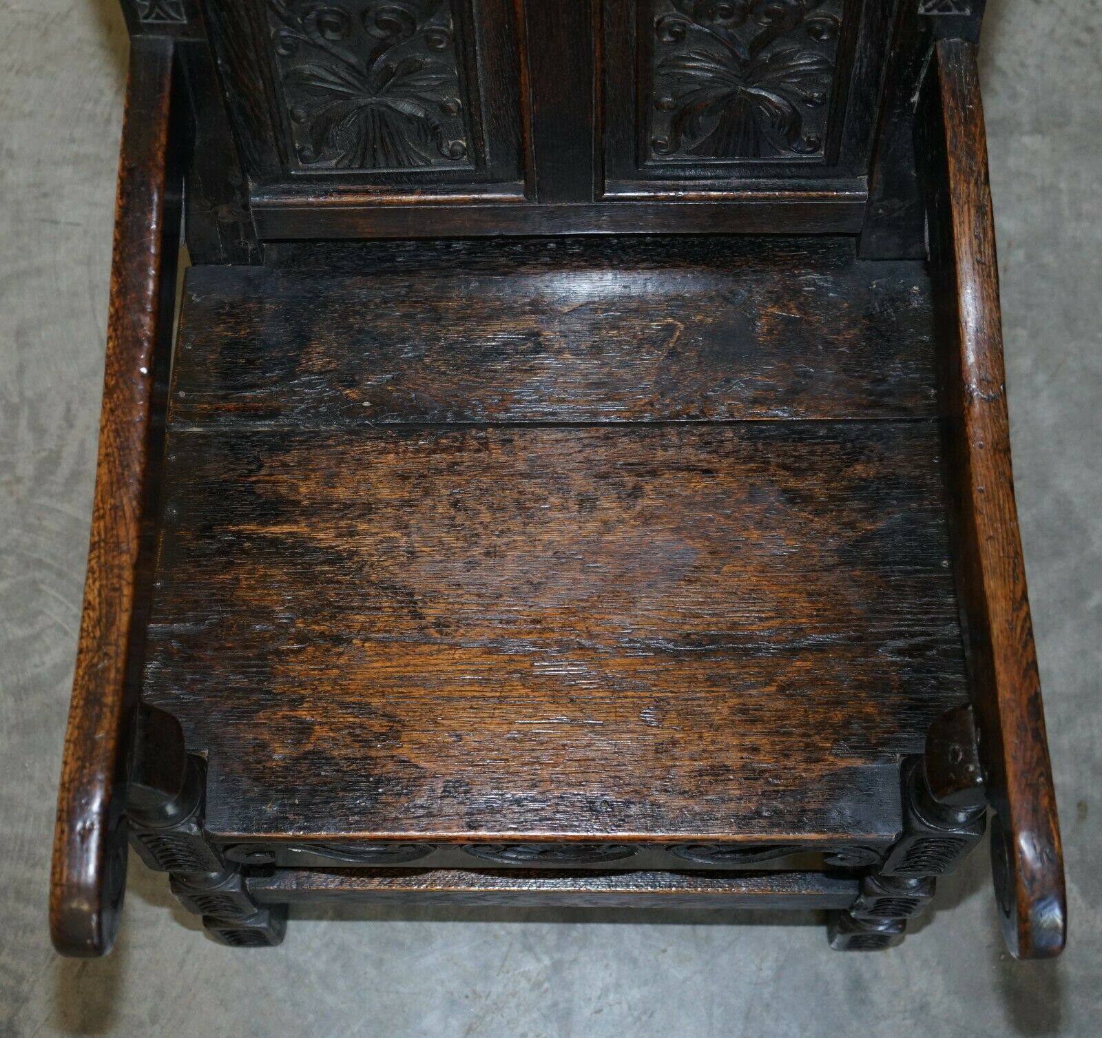 Fine & Rare Original 18th Century 1720 Wainscot Armchair Northern England Oak photo vintage