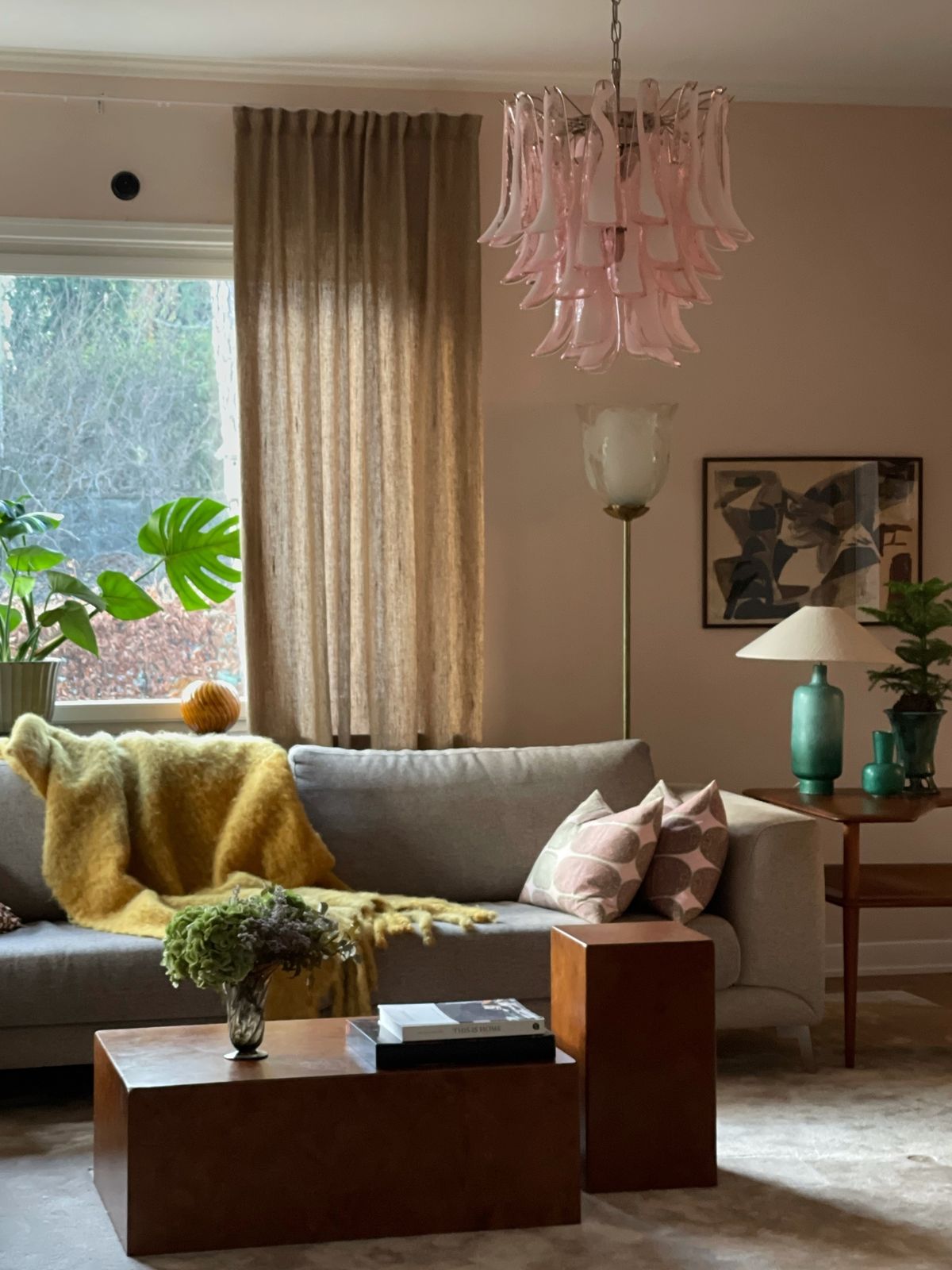 Pink Murano Glass Chandelier In The Style Of Mazzega   Large Size. photo Lighting