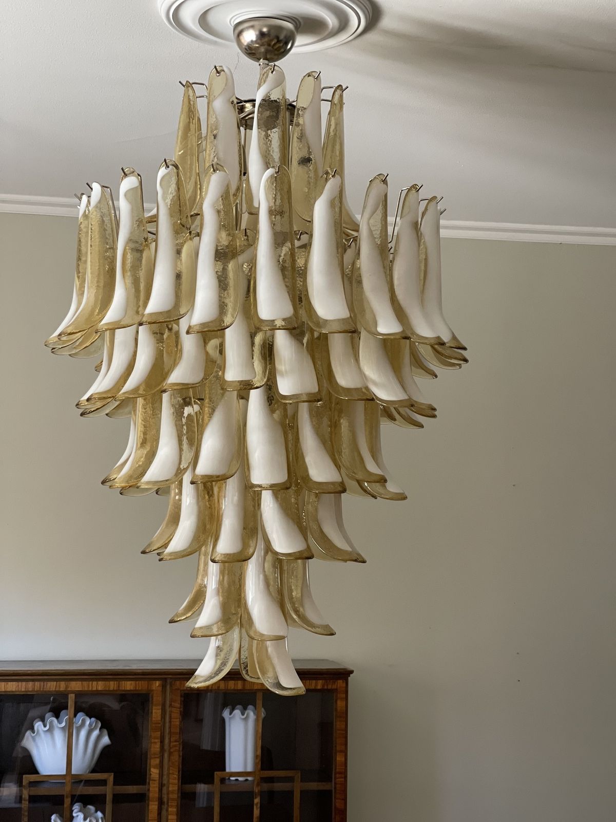 Honey Colored Murano Chandelier   Mazzega Style   Giant photo Lighting