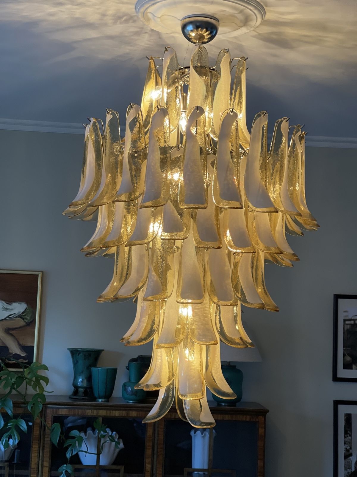 photo furniture Honey Colored Murano Chandelier   Mazzega Style   Giant