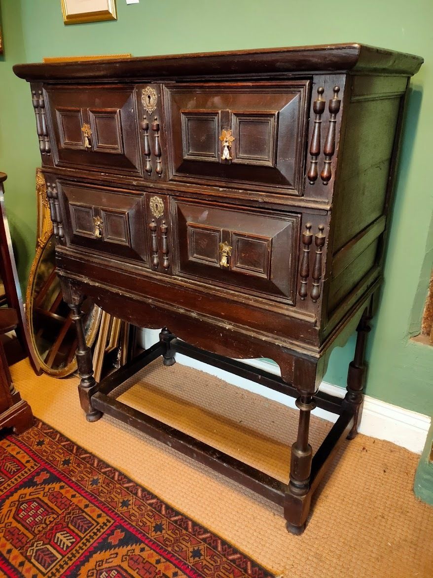 17th Century Two Drawer Oak Chest On Stand photo buy