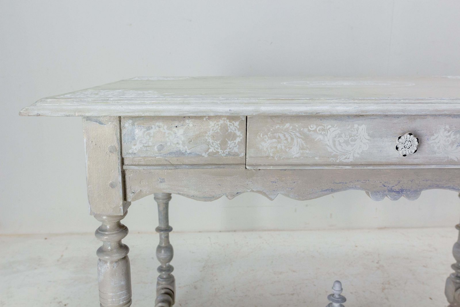 photo for sale French Oak Writing Table Louis XIII Style And Shabby Finish, 19th Century