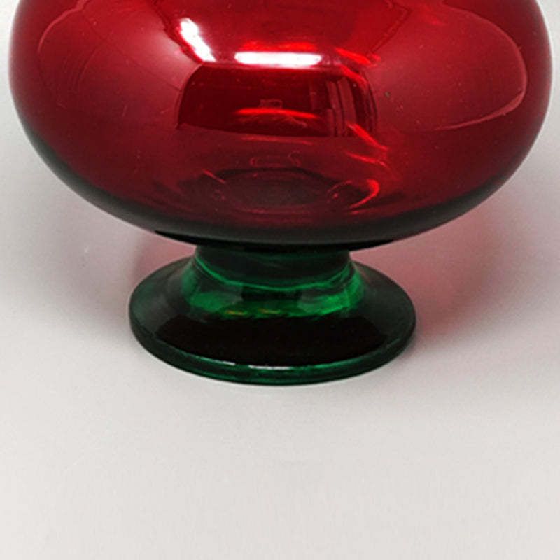1960s Astonishing Red And Green Jar In Empoli Glass By Rossini. Made In Italy photo 199.0